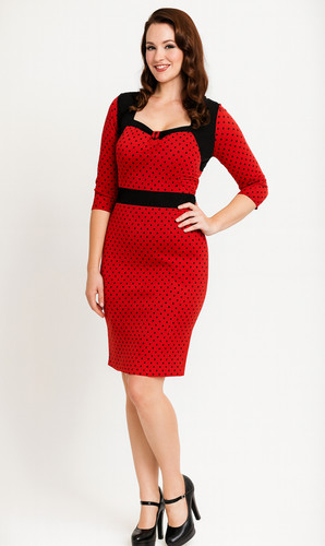 Abito nero rosso pois in - rosso,
